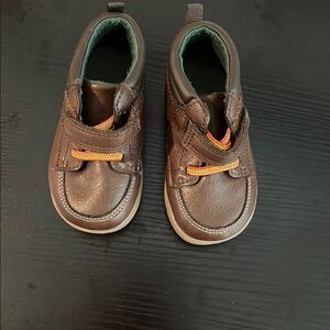 Brown Kids Shoes with Orange Accents size 5M Toddler PRELOVED